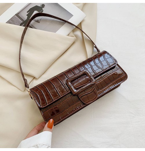 Hot Selling Fashion Crocodile Pattern Stylish Underarm Shoulder Ladies Bags Leather Handbags