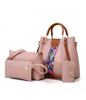 Wholesale Hot Selling 4 Pcs Set Large Capacity Handbag For Women Fashion Shoulder Messenger Bag Wild Pu Leather Tote Bags