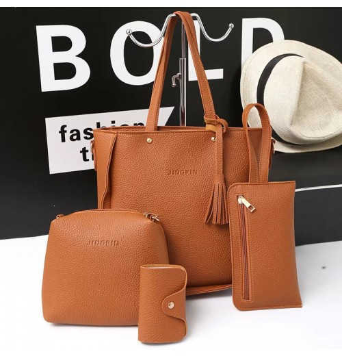 SHWL2722 Promotion cheap leather handbags for women 4pcs in a set big size tote handbags ladies luxury shoulder crossbody bag