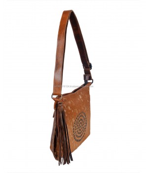 High Quality Women's Genuine Leather Shoulder Bag Hair Design Single Strap Fashionable Zip Closure Portable Underarm