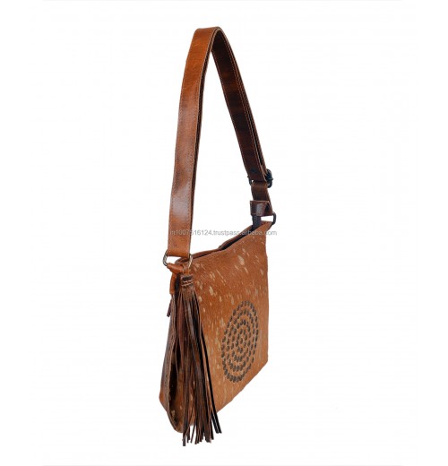 High Quality Women's Genuine Leather Shoulder Bag Hair Design Single Strap Fashionable Zip Closure Portable Underarm